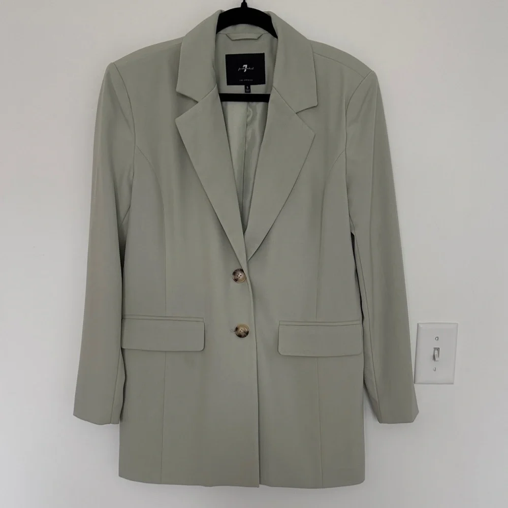 7 For All Mankind Women's Blazer in Light Green - Size S